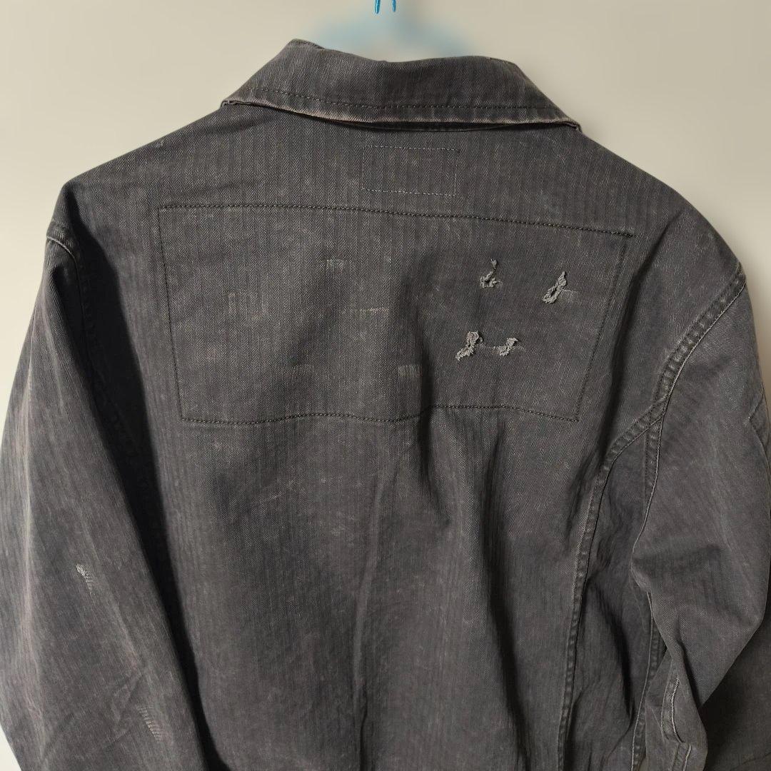 RRL グレー ヘリンボーンジャケット Lサイズ　ダメージ加工
