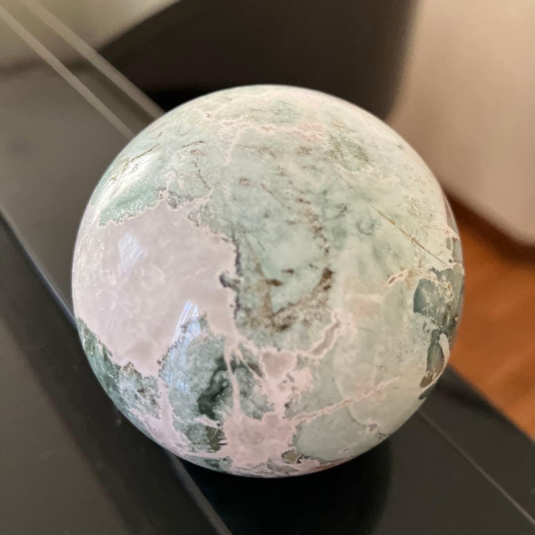 g'sさま専用ユニコーンジャスパーシリカ　スフィア　天然石置物　D147