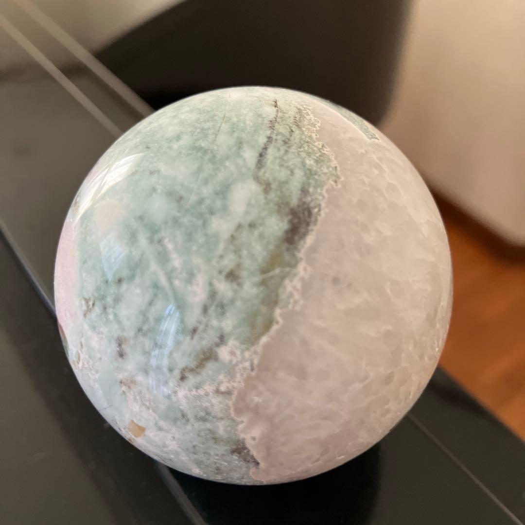 g'sさま専用ユニコーンジャスパーシリカ　スフィア　天然石置物　D147