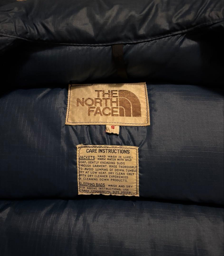 70s USA製 ノースフェイス 初期 茶タグ ダウン ベスト ネイビー S