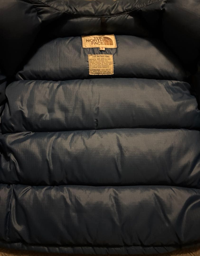 70s USA製 ノースフェイス 初期 茶タグ ダウン ベスト ネイビー S
