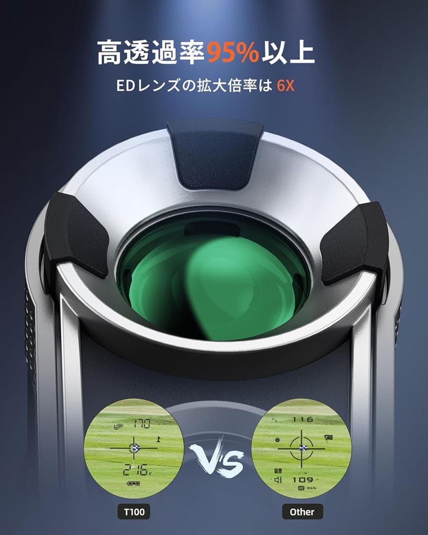 ゴルフ用レーザー距離計 スロープON/OFF 高精度 0.02秒測定 小型軽量