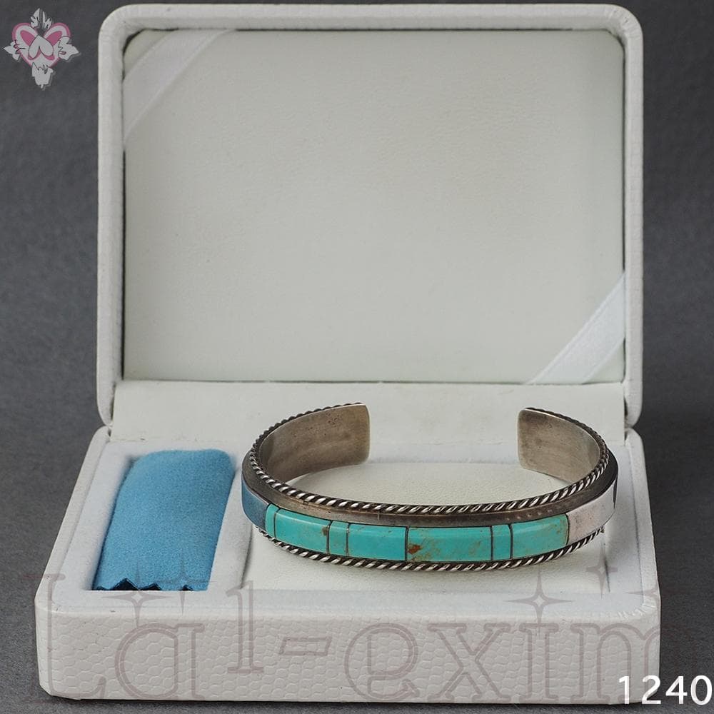 天然石 ターコイズ インディアンジュエリー シルバー バングル インレイ ナバホ