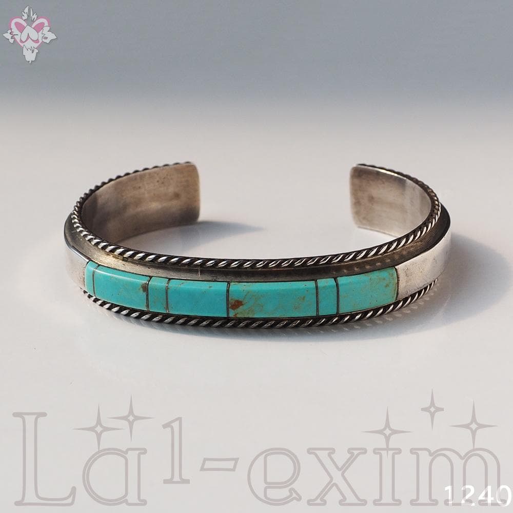 天然石 ターコイズ インディアンジュエリー シルバー バングル インレイ ナバホ