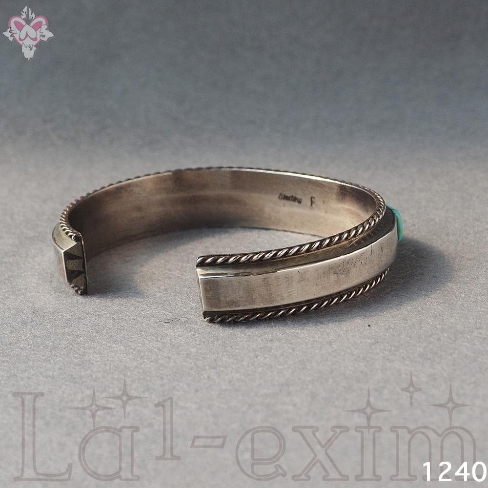 天然石 ターコイズ インディアンジュエリー シルバー バングル インレイ ナバホ