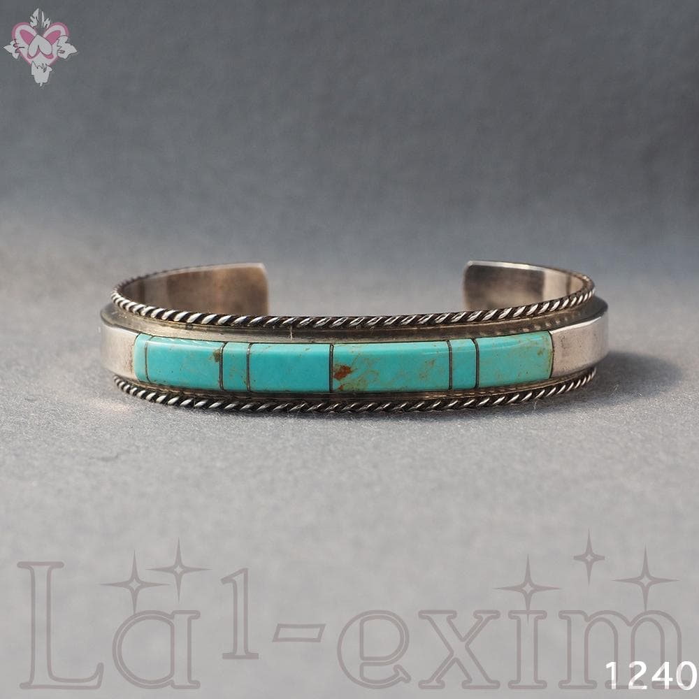 天然石 ターコイズ インディアンジュエリー シルバー バングル インレイ ナバホ