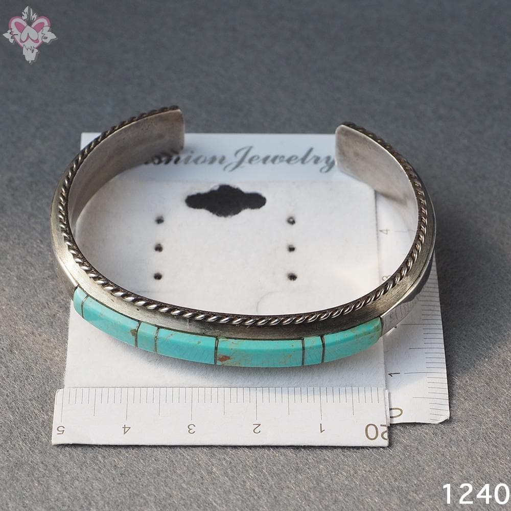 天然石 ターコイズ インディアンジュエリー シルバー バングル インレイ ナバホ