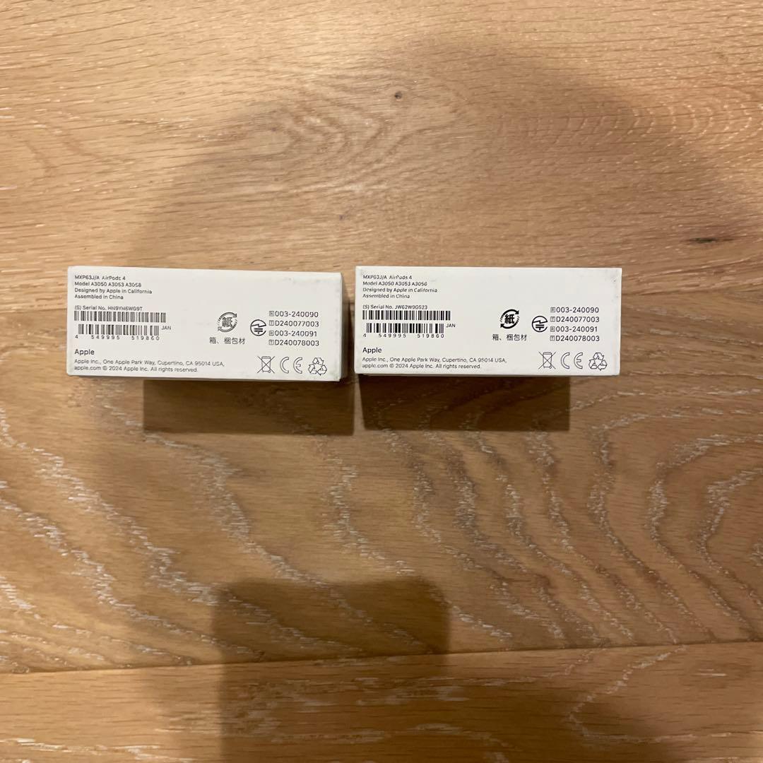 未開封 純正 AirPods4 本体 ２個セットMXP63J/A 購入証明書付き