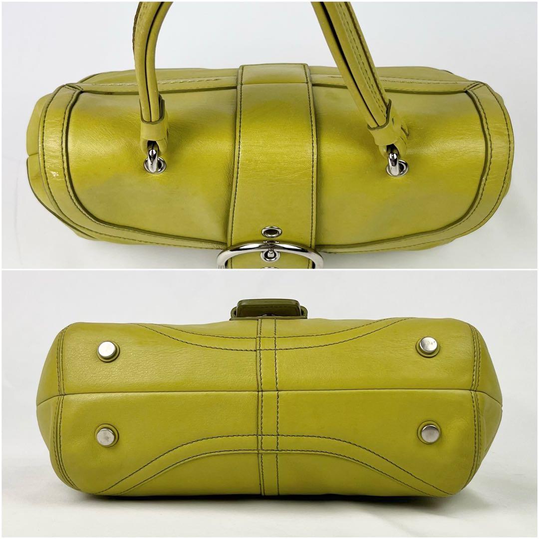 希少色 COACH ソーホー ハンドバッグ レザー 9743 イエローグリーン