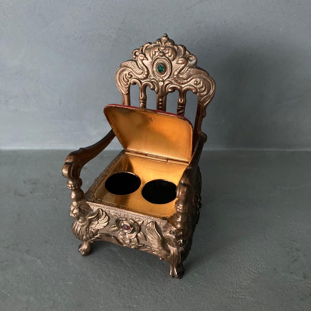 ヴィンテージ ミニチュア 玉座 装飾チェア 灰皿？ アンティーク雑貨