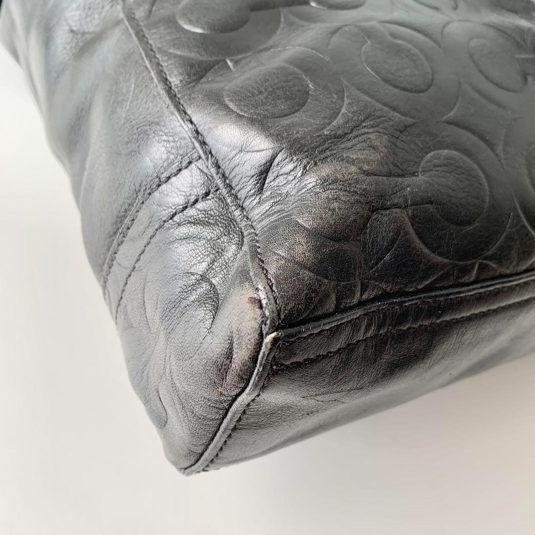 【COACH】コーチ　ビジネスバッグ　ブラック　黒　オプアート　レザー