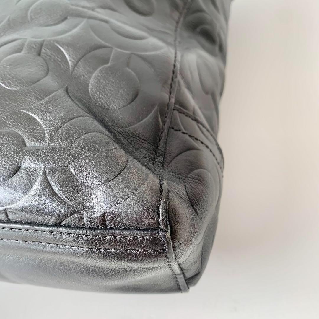 【COACH】コーチ　ビジネスバッグ　ブラック　黒　オプアート　レザー