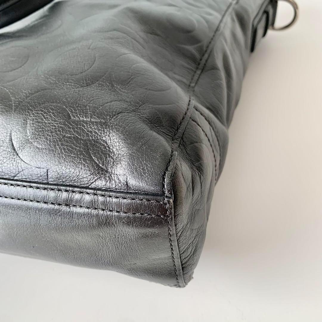 【COACH】コーチ　ビジネスバッグ　ブラック　黒　オプアート　レザー