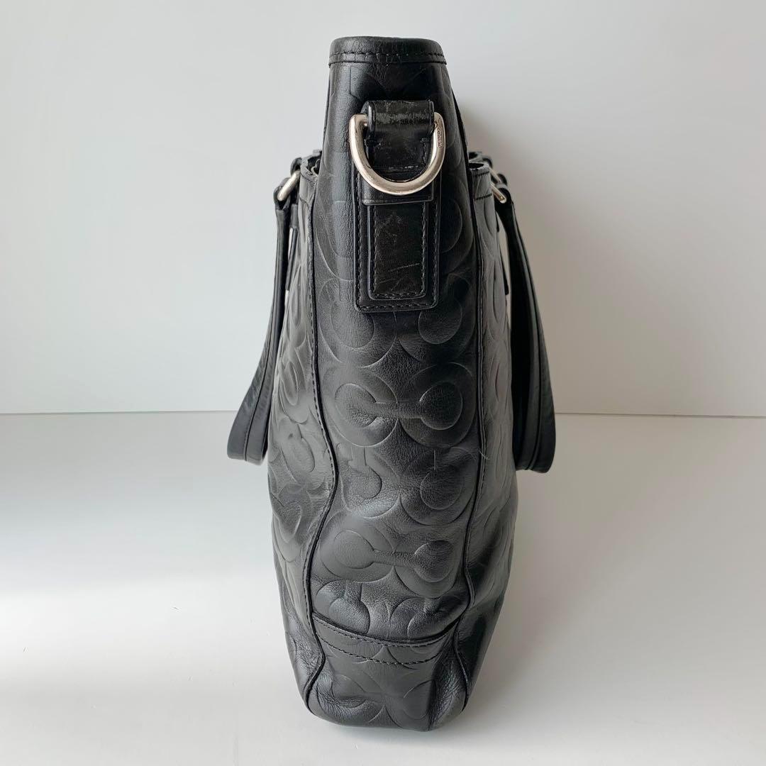 【COACH】コーチ　ビジネスバッグ　ブラック　黒　オプアート　レザー