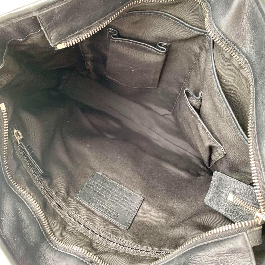 【COACH】コーチ　ビジネスバッグ　ブラック　黒　オプアート　レザー