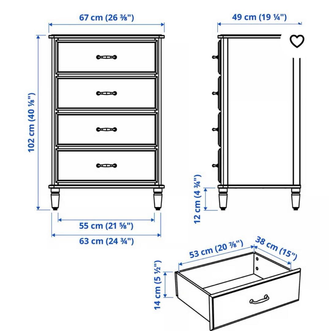 【送料込み】IKEA イケア ティッセダール 白 チェスト　インナーボックス付き