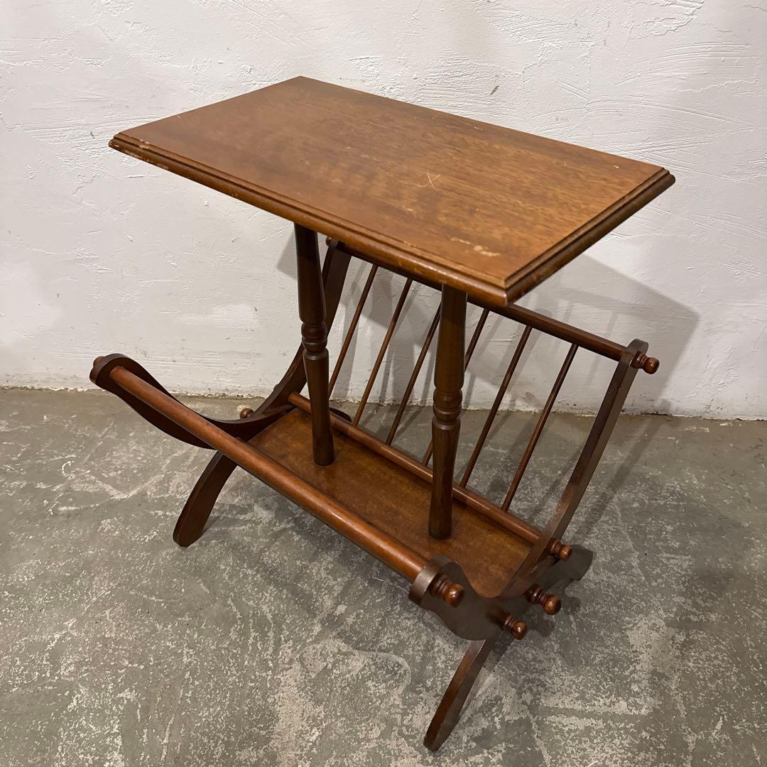 年末年始saleヴィンテージ　木製サイドテーブル　マガジンラック付き