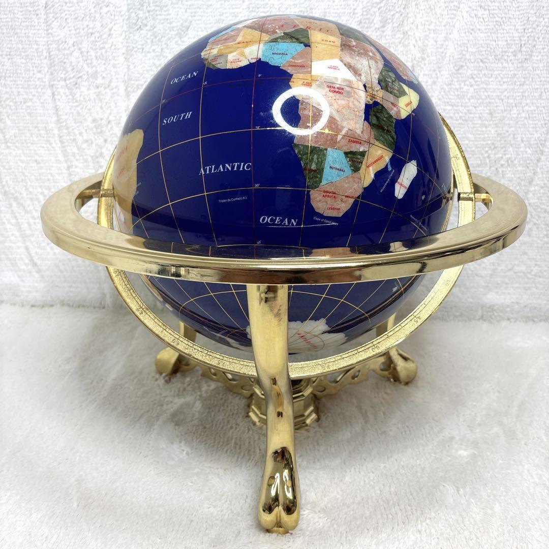 アンティーク地球儀　ゴールドスタンド　方位磁針付　猫脚　vendage