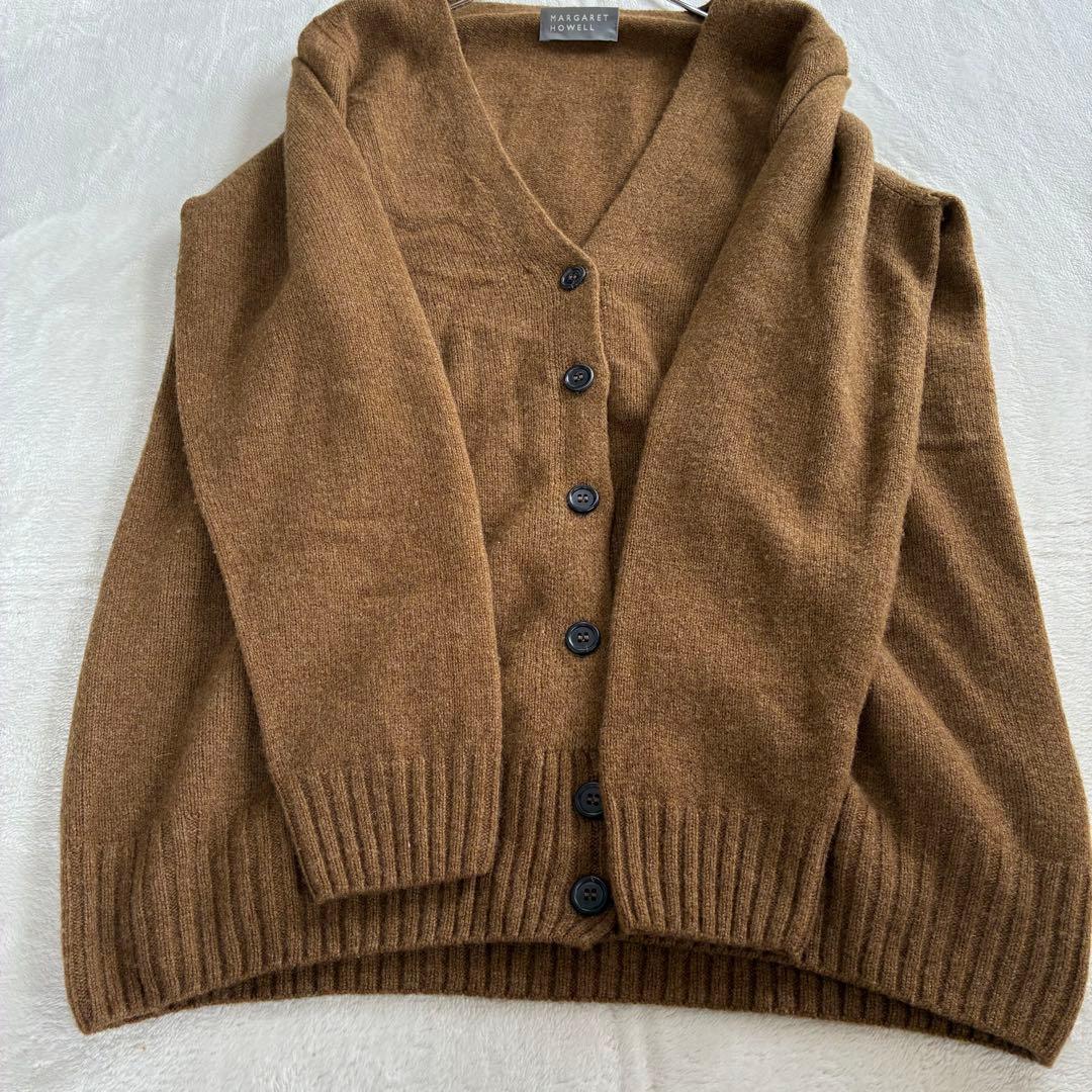 マーガレットハウエル メリノ カシミヤ カーディガン 23AW ブラウン