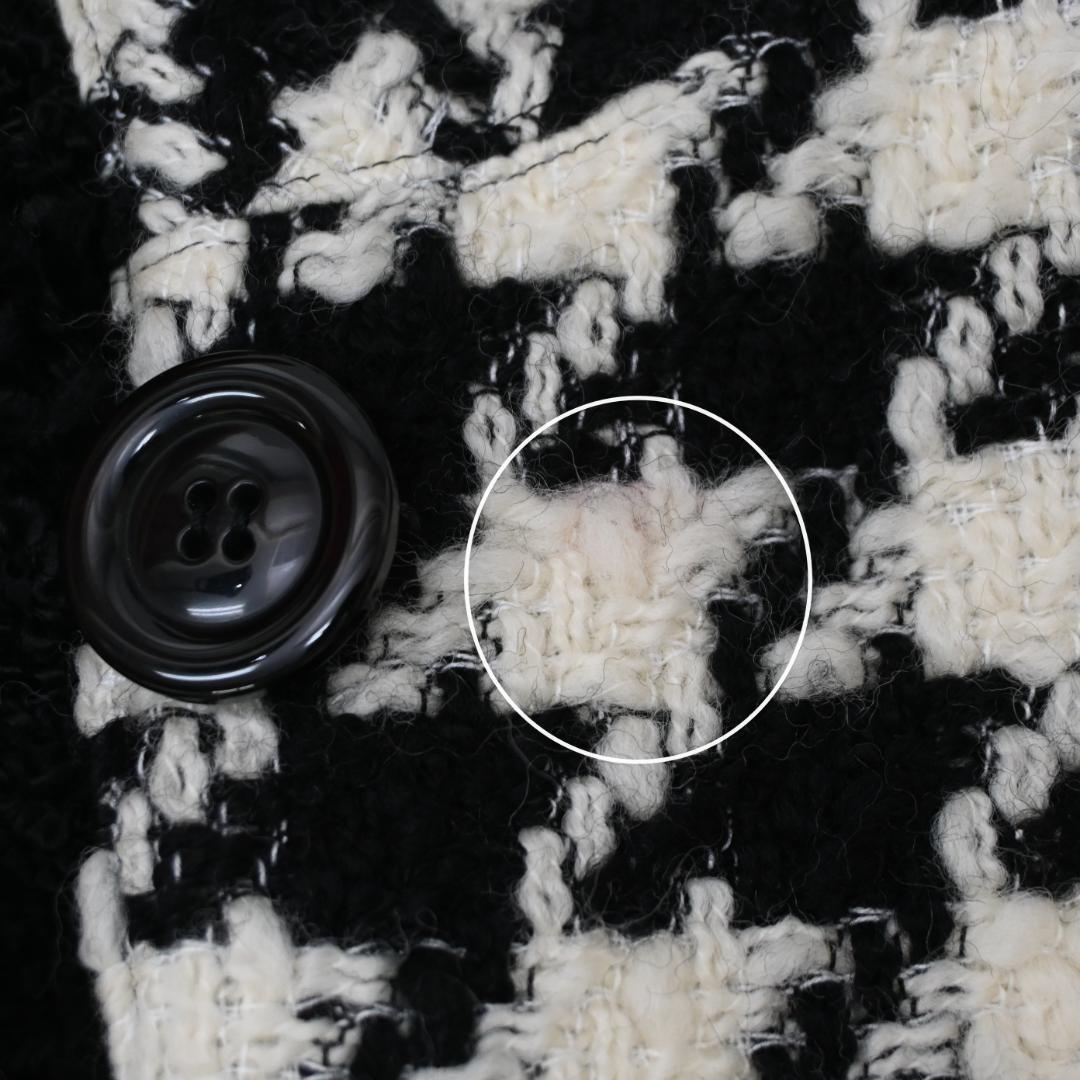 □ 47515★冬 オブリ ツイードコート 千鳥格子 ブラック×オフホワイト