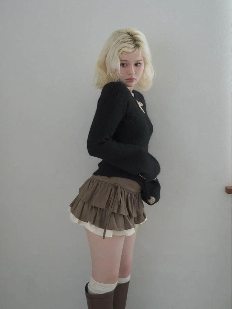 【大人気】mel gather skirt brown andmary