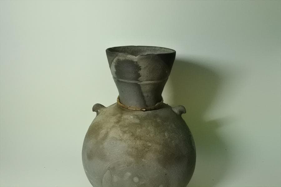 須恵器　アンティーク　骨董品　蔓　掛花生　落とし付