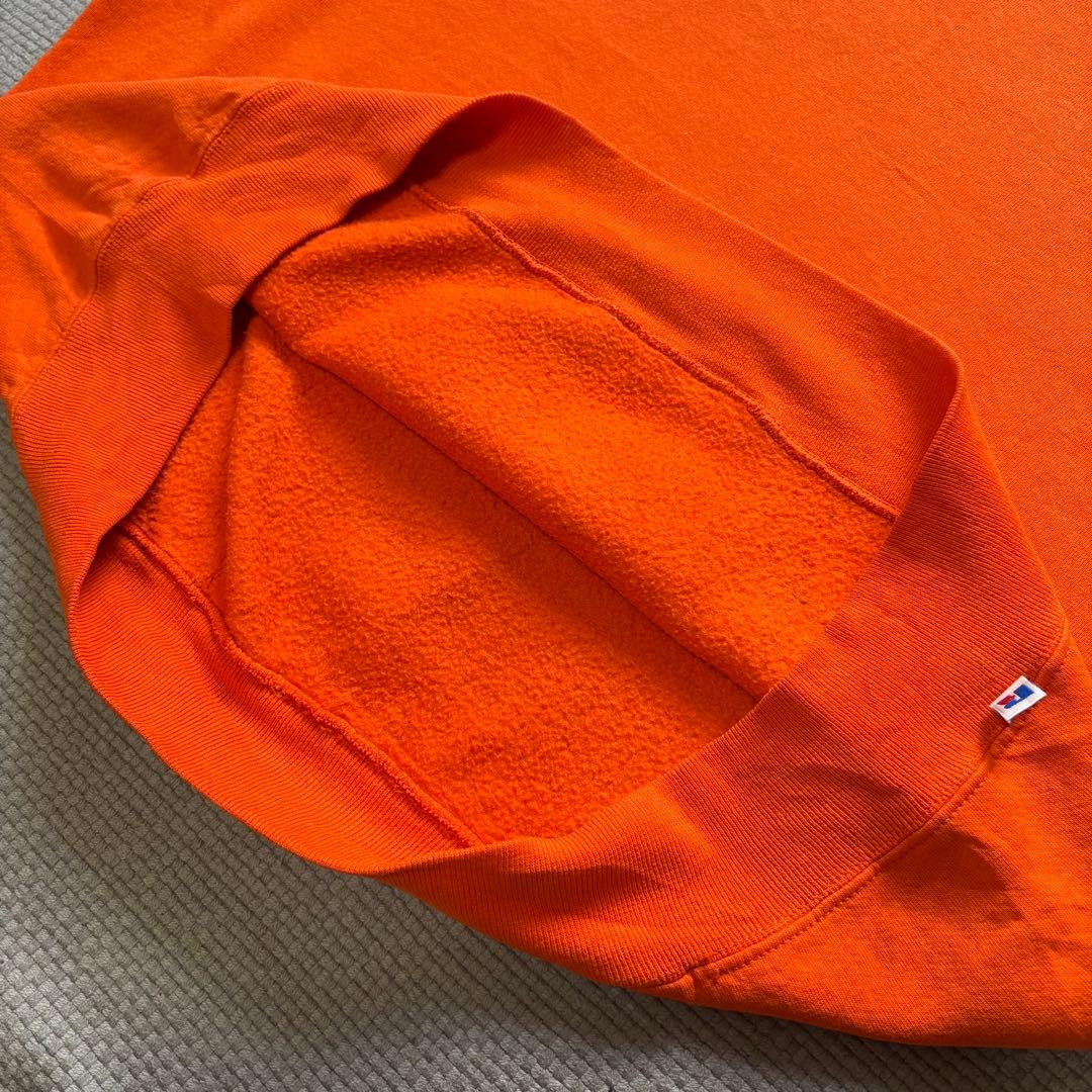【美品/XL】ラッセルアスレティック 前V無地スウェット オレンジ メキシコ製