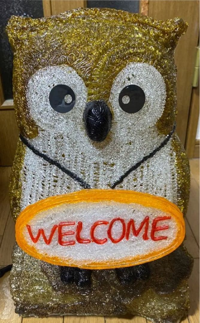 ふくろう　フクロウ　イルミネーション　置物　玄関前　53cm ガーデンライト