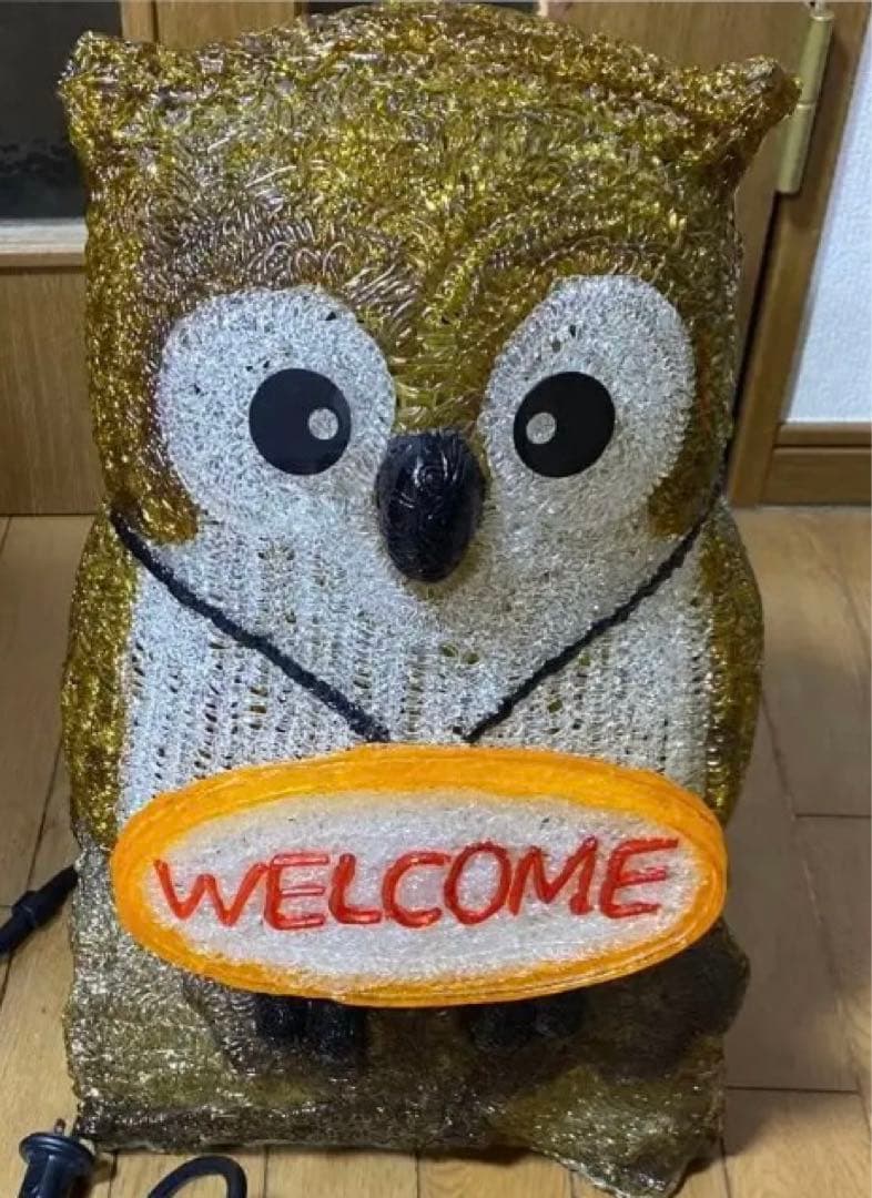 ふくろう　フクロウ　イルミネーション　置物　玄関前　53cm ガーデンライト