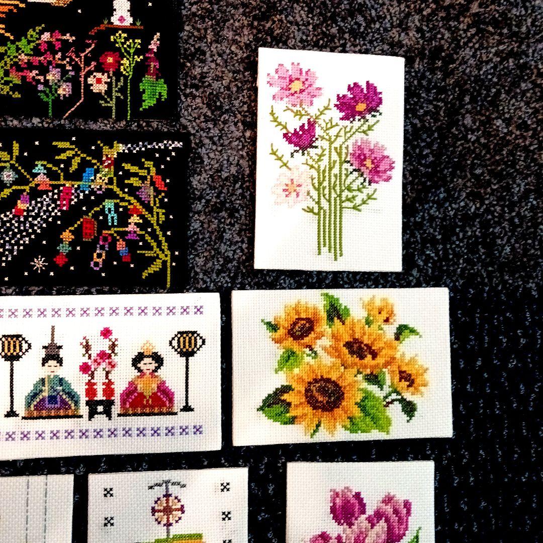 クリスマスツリー他　11点セット　刺繍　クロスステッチ　完成品