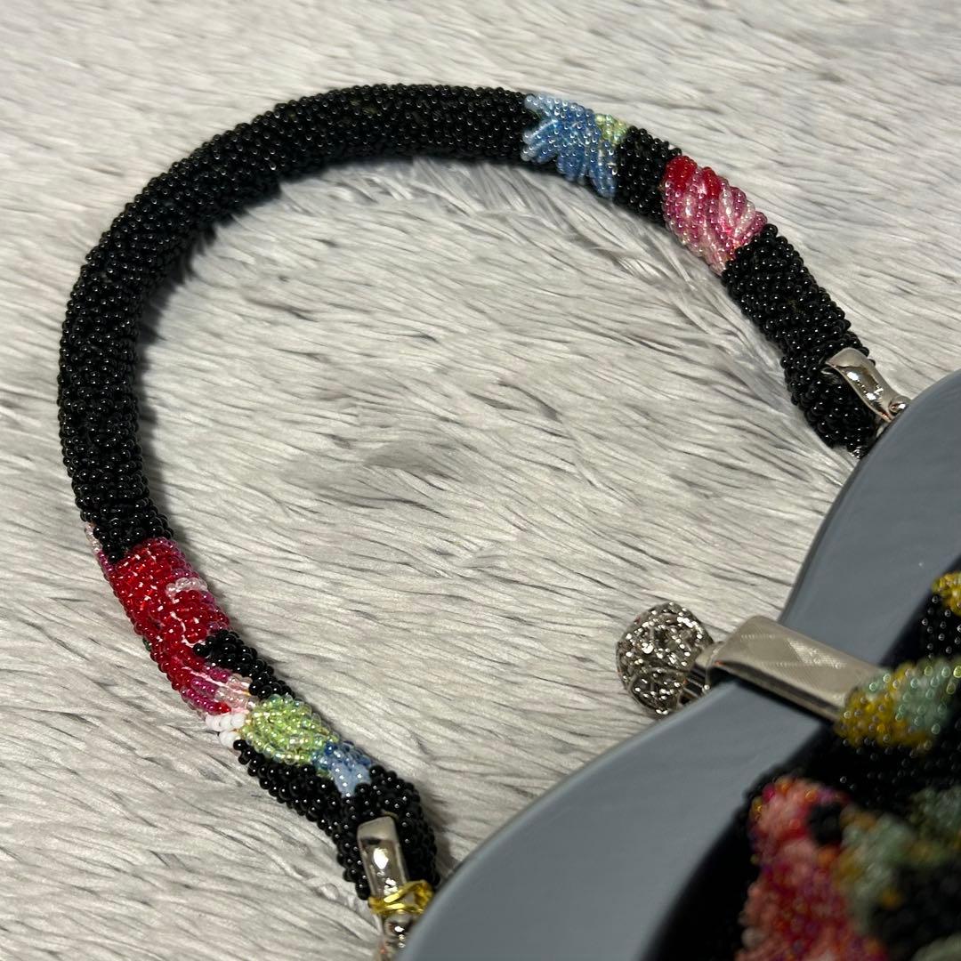 手刺繍ビーズバッグ 和装小物　和装ビーズバッグ　ハンドメイド　未使用品