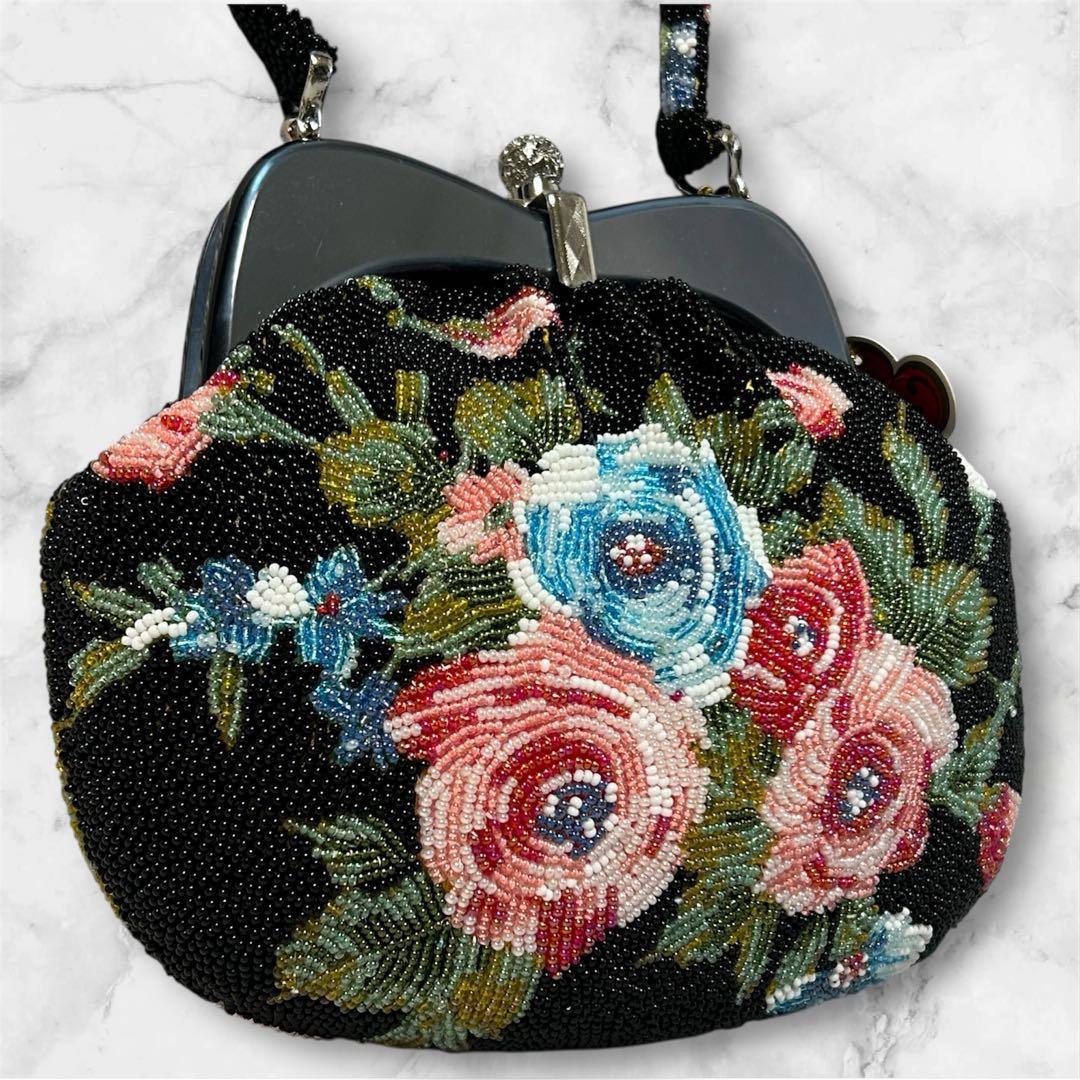 手刺繍ビーズバッグ 和装小物　和装ビーズバッグ　ハンドメイド　未使用品