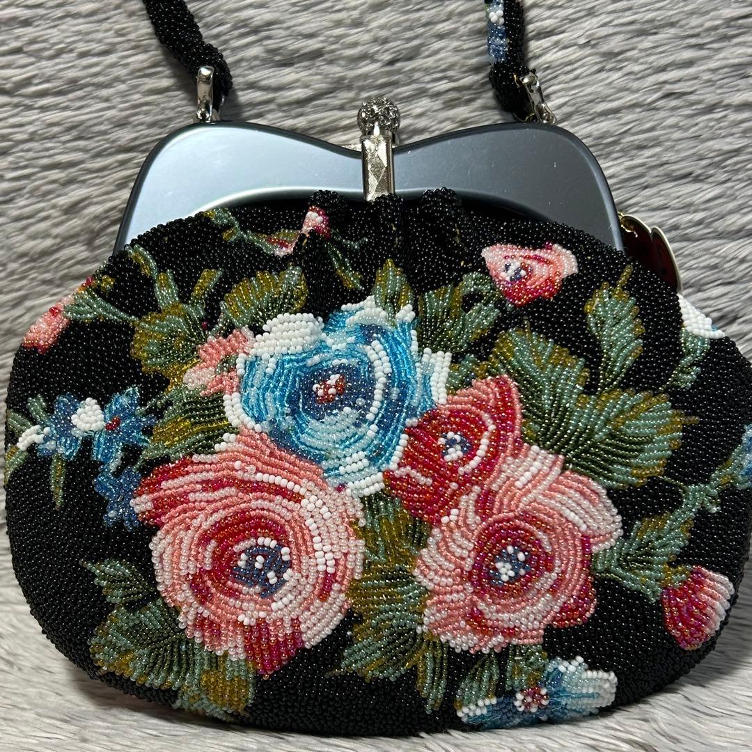 手刺繍ビーズバッグ 和装小物　和装ビーズバッグ　ハンドメイド　未使用品