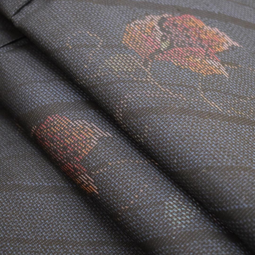 M01-2 新品保管品 正絹 本場大島紬 二部式着物 紺 唐花