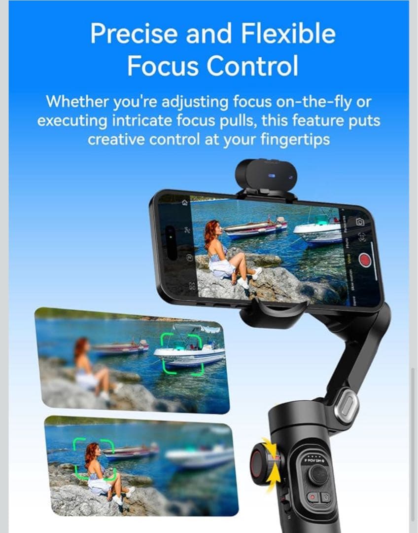 AOCHUAN iPhone ジンバル、AI トラッキング センサー付きスマホ用