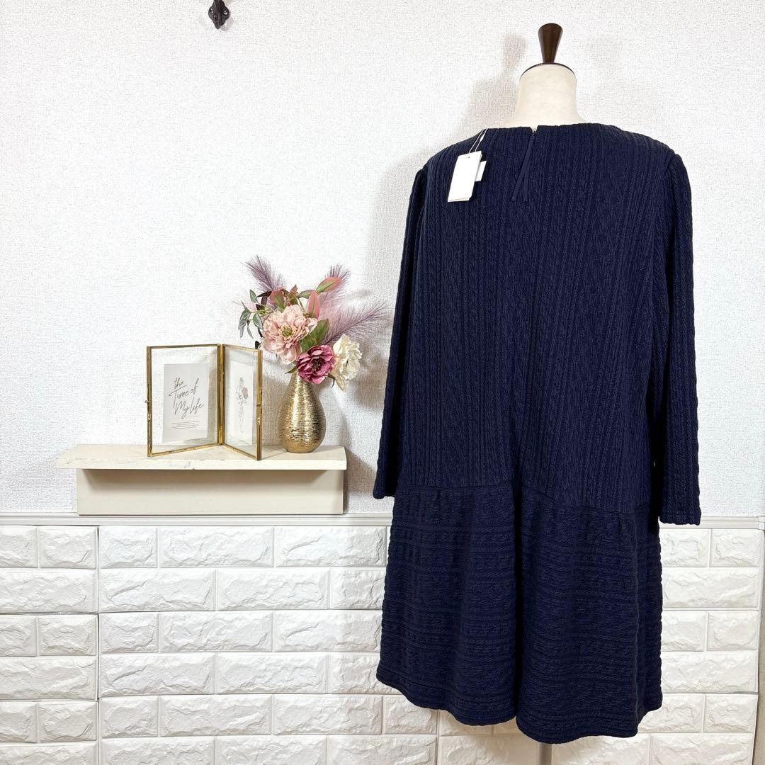 Rose Tiara★　ワンピース　大きいサイズ46　ケーブルニット　ネイビー