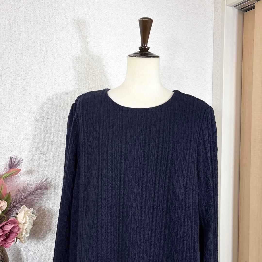 Rose Tiara★　ワンピース　大きいサイズ46　ケーブルニット　ネイビー