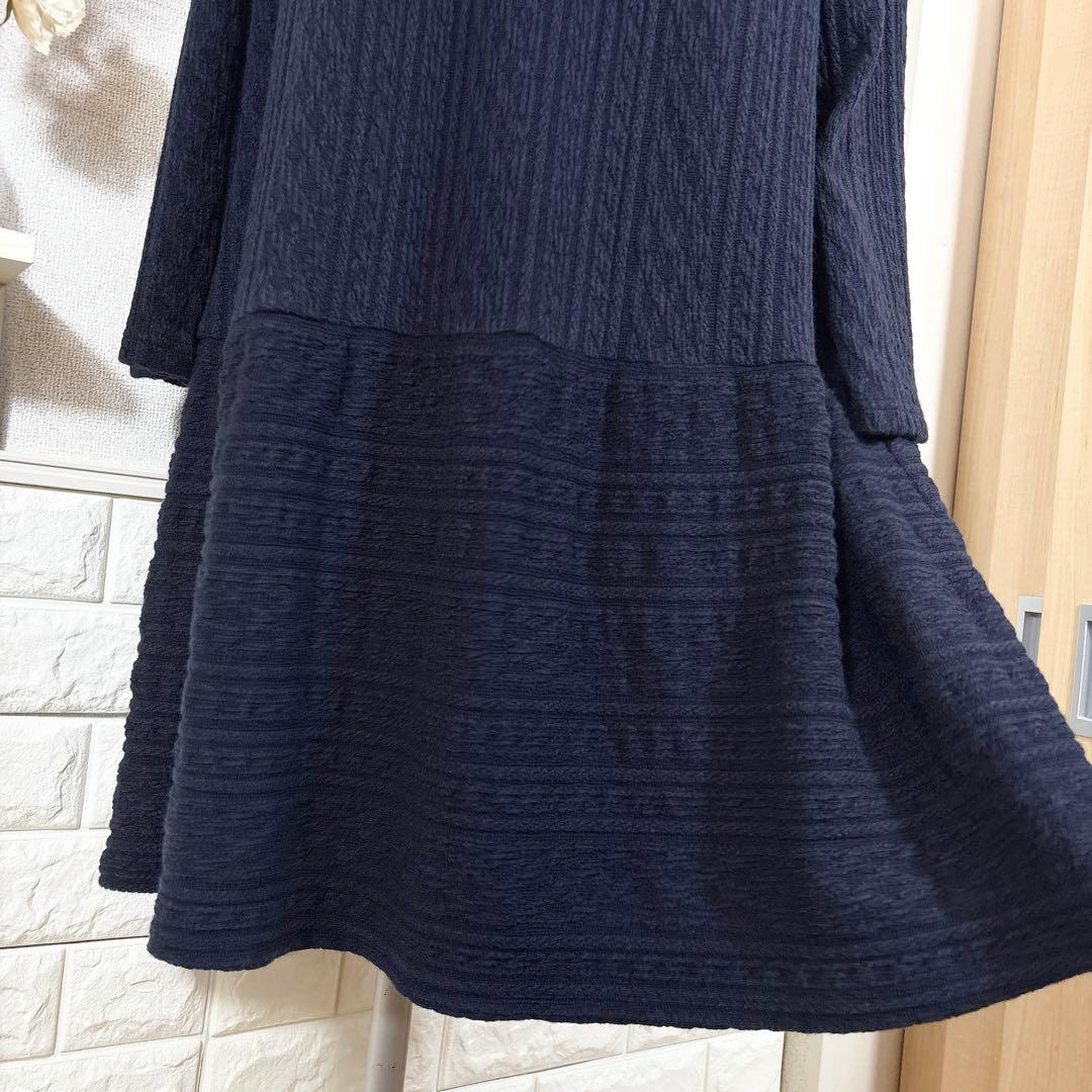 Rose Tiara★　ワンピース　大きいサイズ46　ケーブルニット　ネイビー