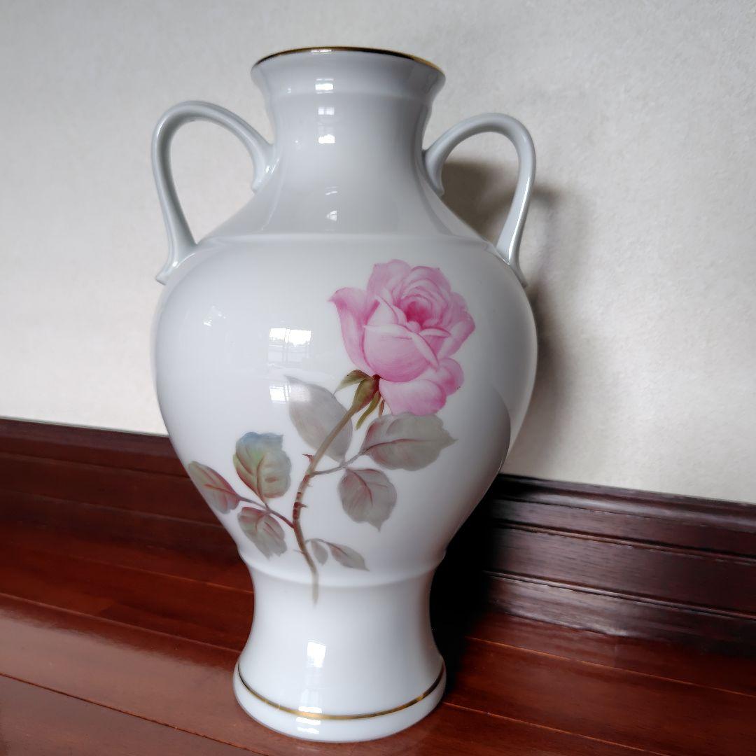 再値下げ☆【作家もの】ノリタケ　花瓶　両耳付　手描き