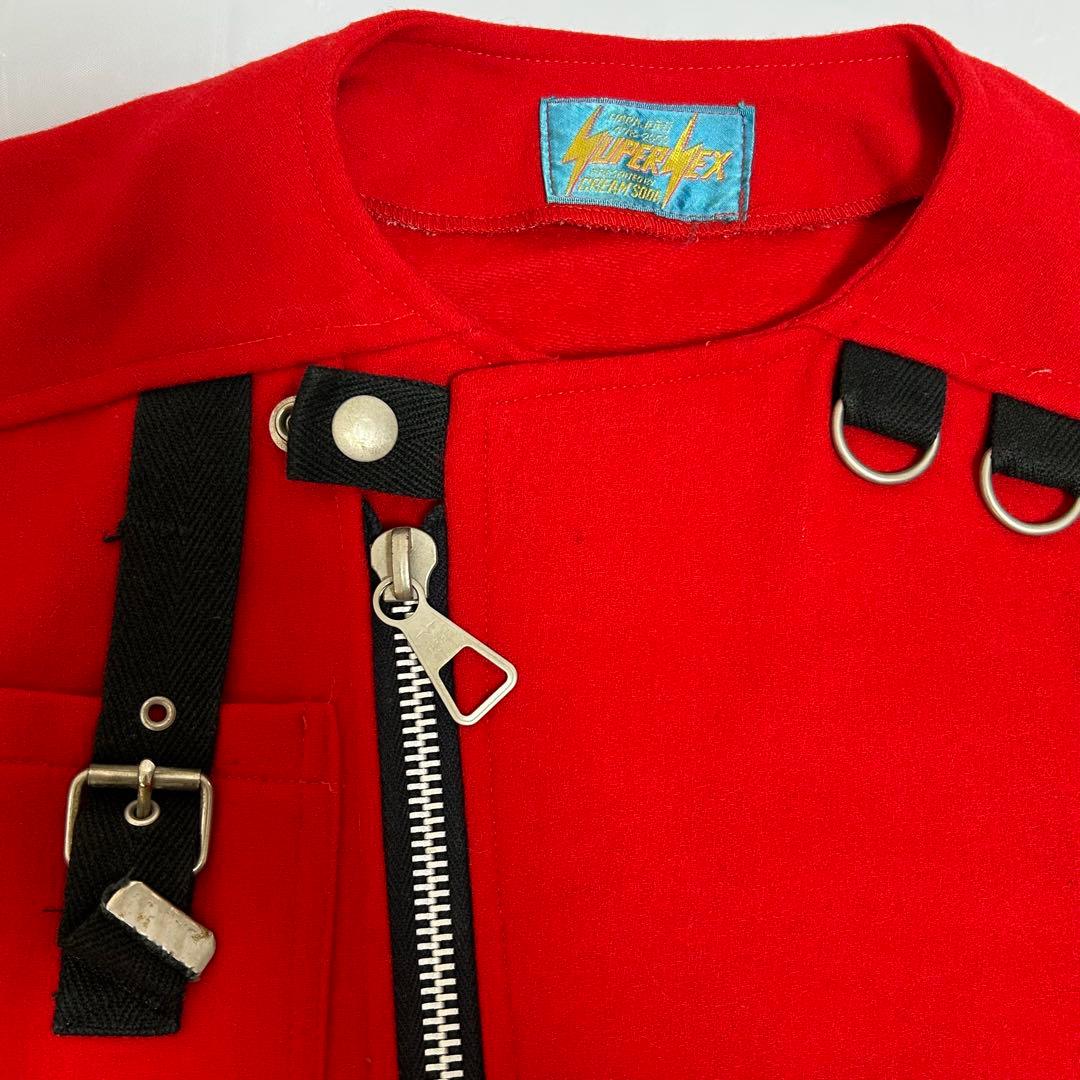 【groupie】クリームソーダ　赤ボンデージジャケット　ジッパー付き