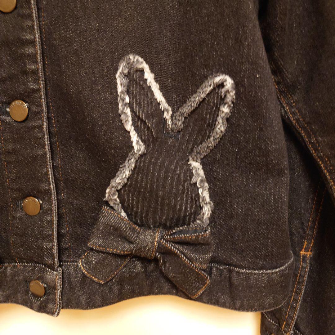 PINK HOUSE ウサギ刺繍 デニムジャケット　黒