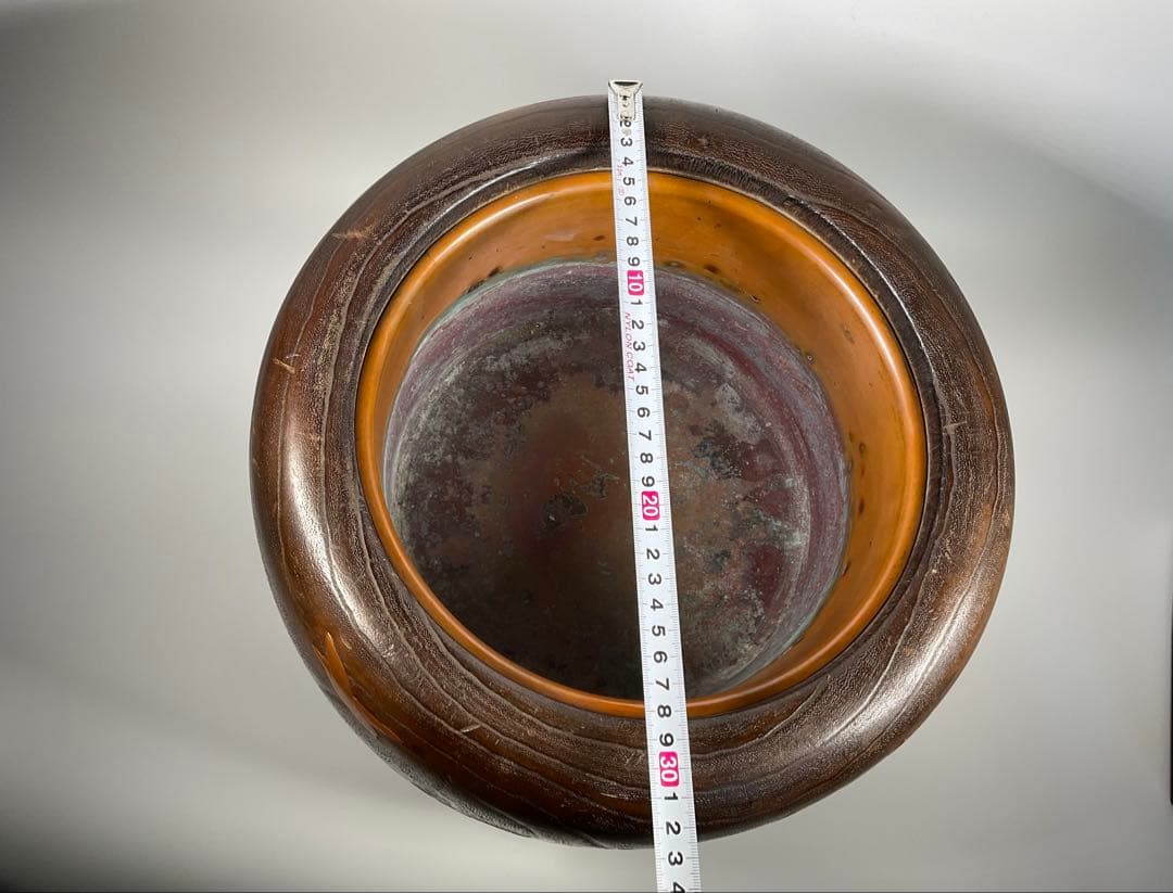 蒔絵　桐火鉢　手炙り　雀・草花文　螺鈿細工　内側銅器　外径約３２cm