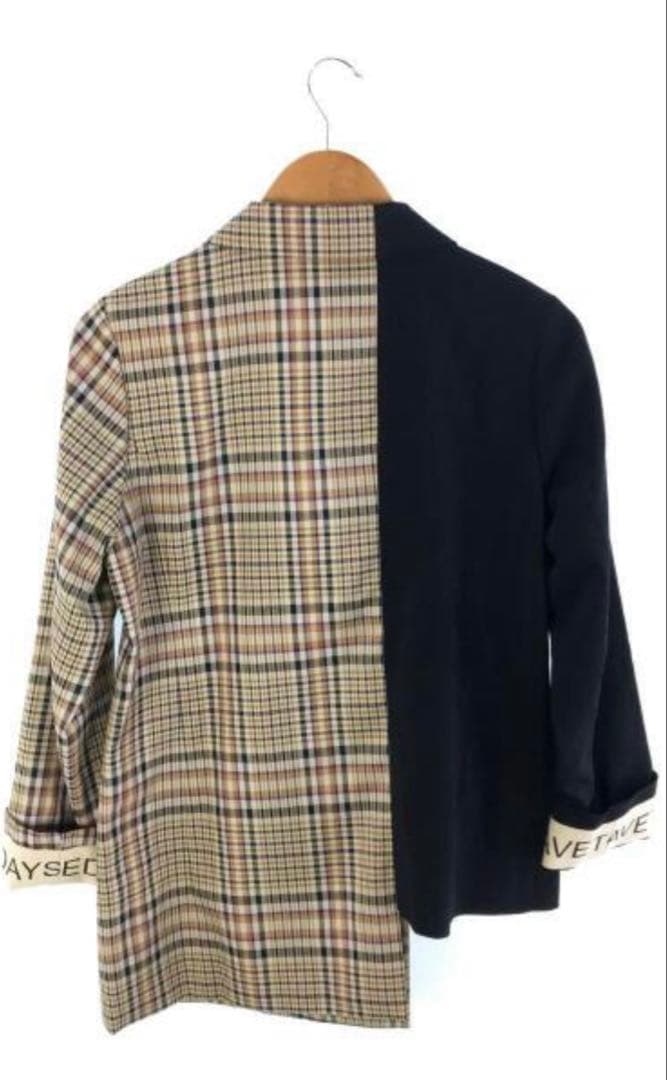 Eimee Law 袖口ロゴテープアシメチェックジャケット 38