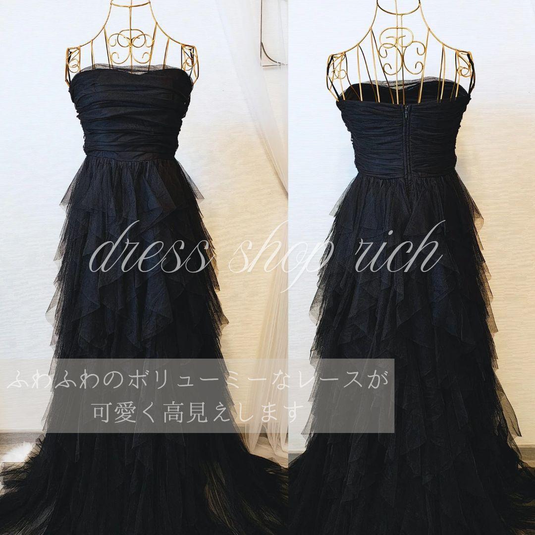 流行　人気　ブラックドレス　Aライン　チュール　前撮り　二次会　カラー　お色直し