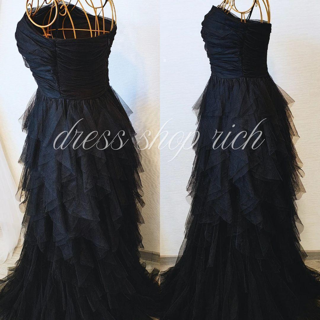 流行　人気　ブラックドレス　Aライン　チュール　前撮り　二次会　カラー　お色直し