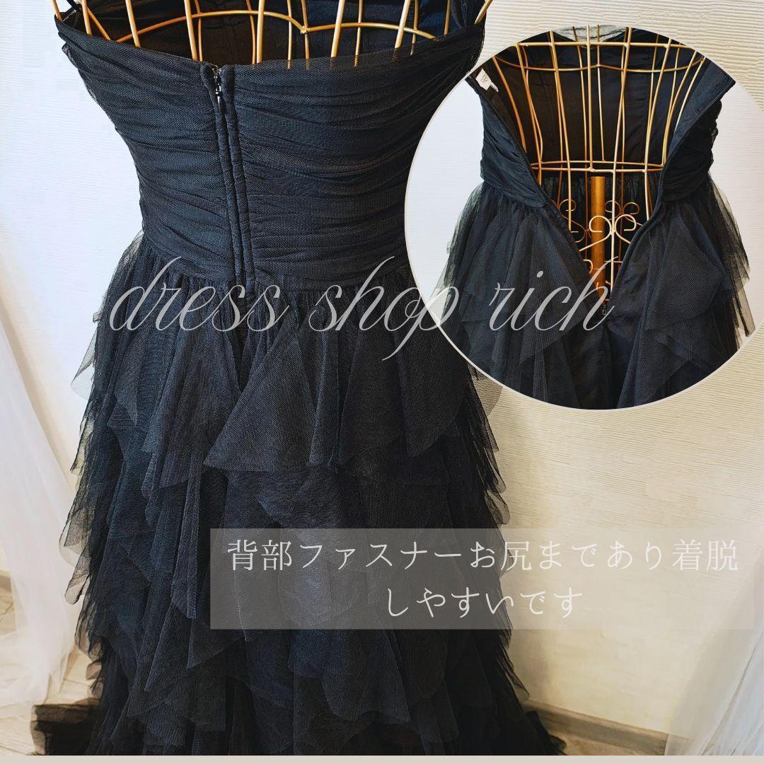 流行　人気　ブラックドレス　Aライン　チュール　前撮り　二次会　カラー　お色直し
