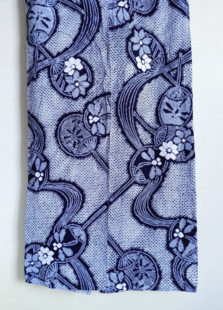 有松絞り浴衣うちわ柄とんぼ柄花柄流水紺色白藍色ゆかた蜻蛉柄総絞りホワイトネイビー