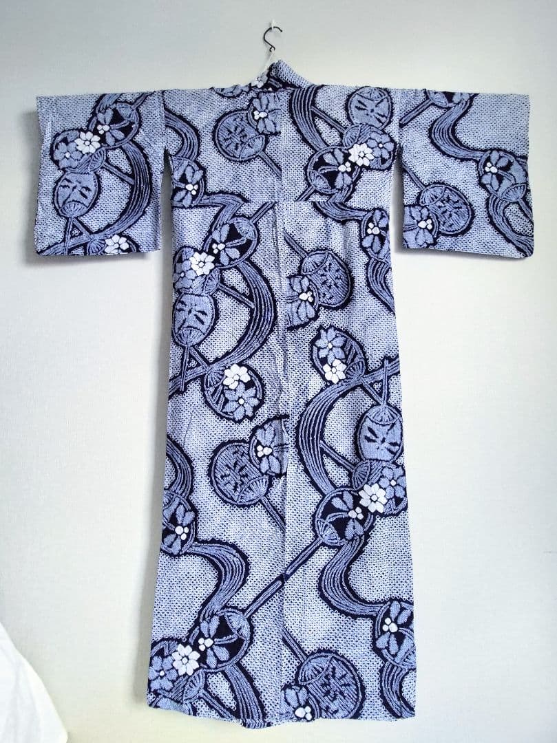 有松絞り浴衣うちわ柄とんぼ柄花柄流水紺色白藍色ゆかた蜻蛉柄総絞りホワイトネイビー