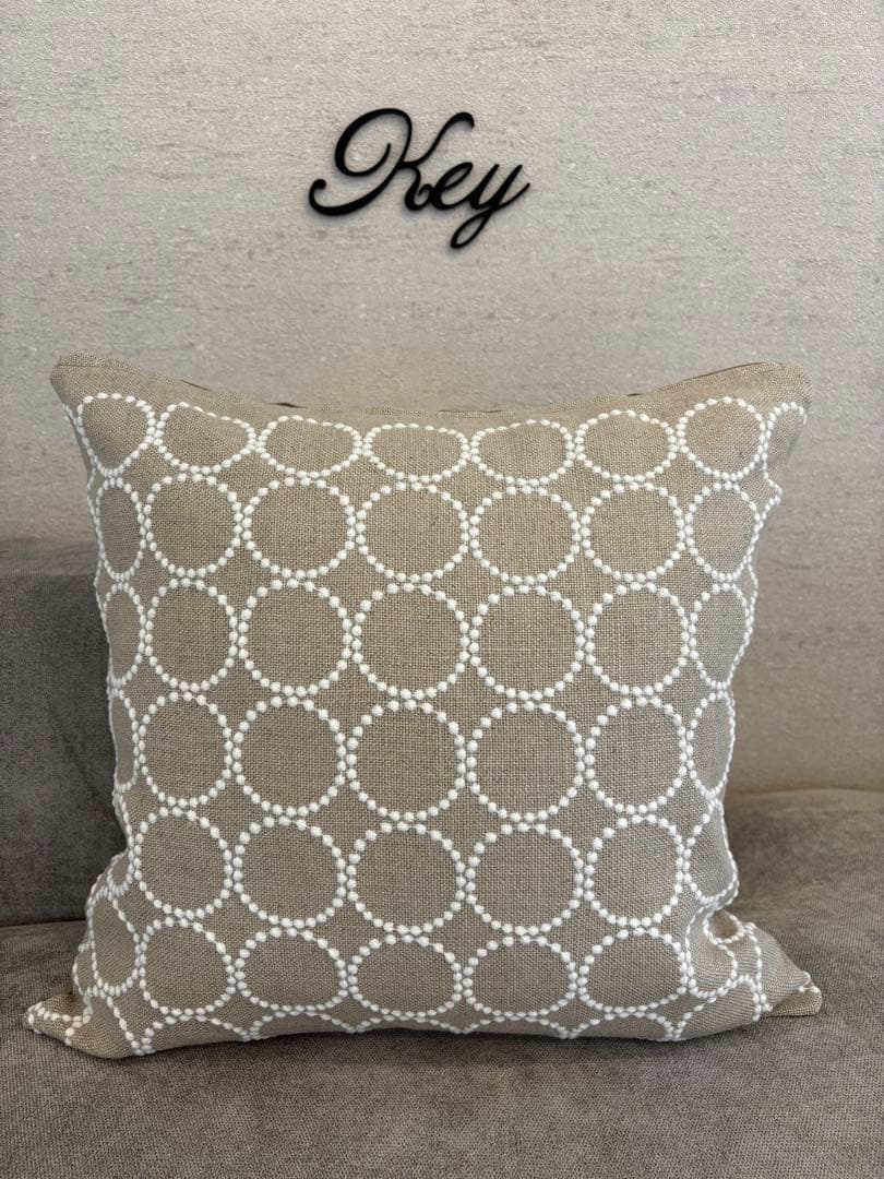 ミナペルホネン　ハンドメイドクッションカバー★タンバリン ベージュxホワイト