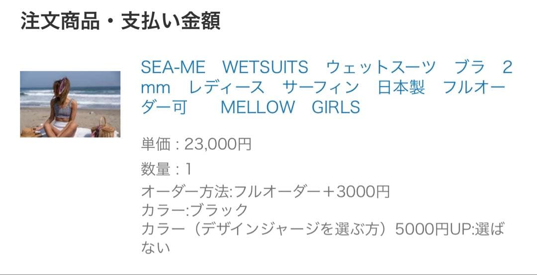 MELLOW ウエットスーツ　ブラ